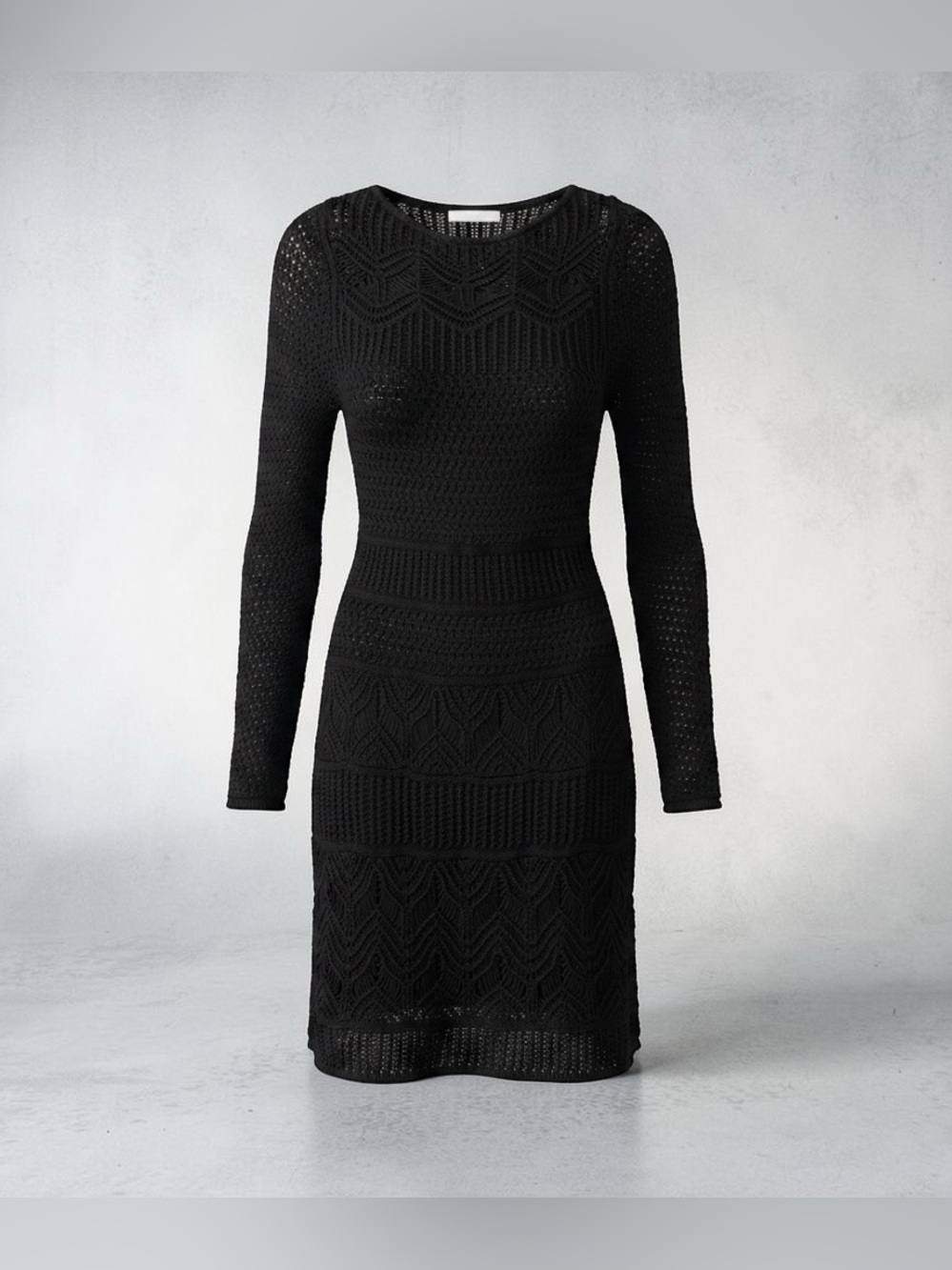 Abercrombie & Fitch Black Long-Sleeve Crochet Dress
